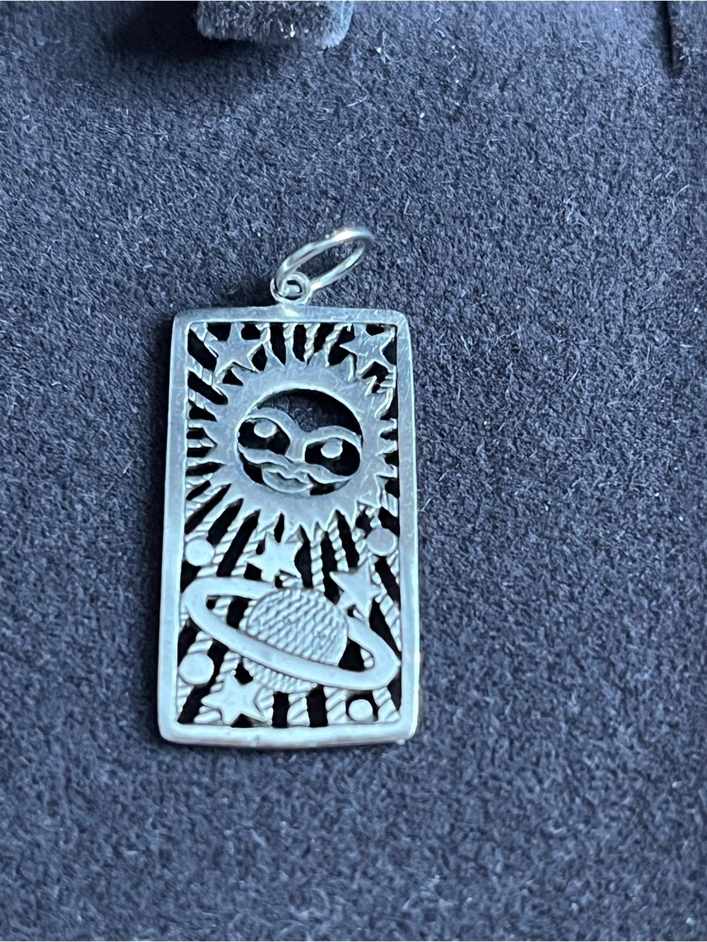 925 Sterling Silver Tarot Style Celestial Sun & Saturn Pendant